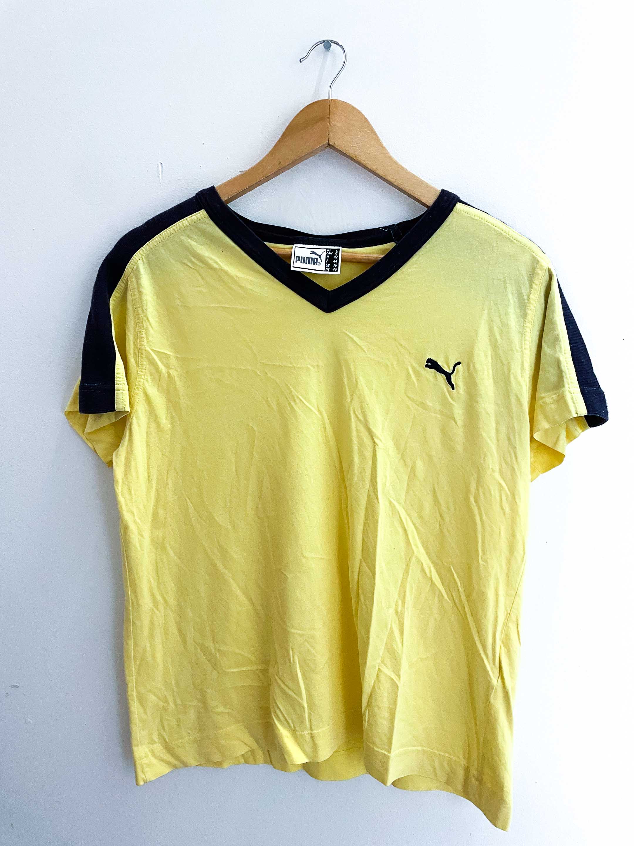Vintage yellow puma vneck large tshirt