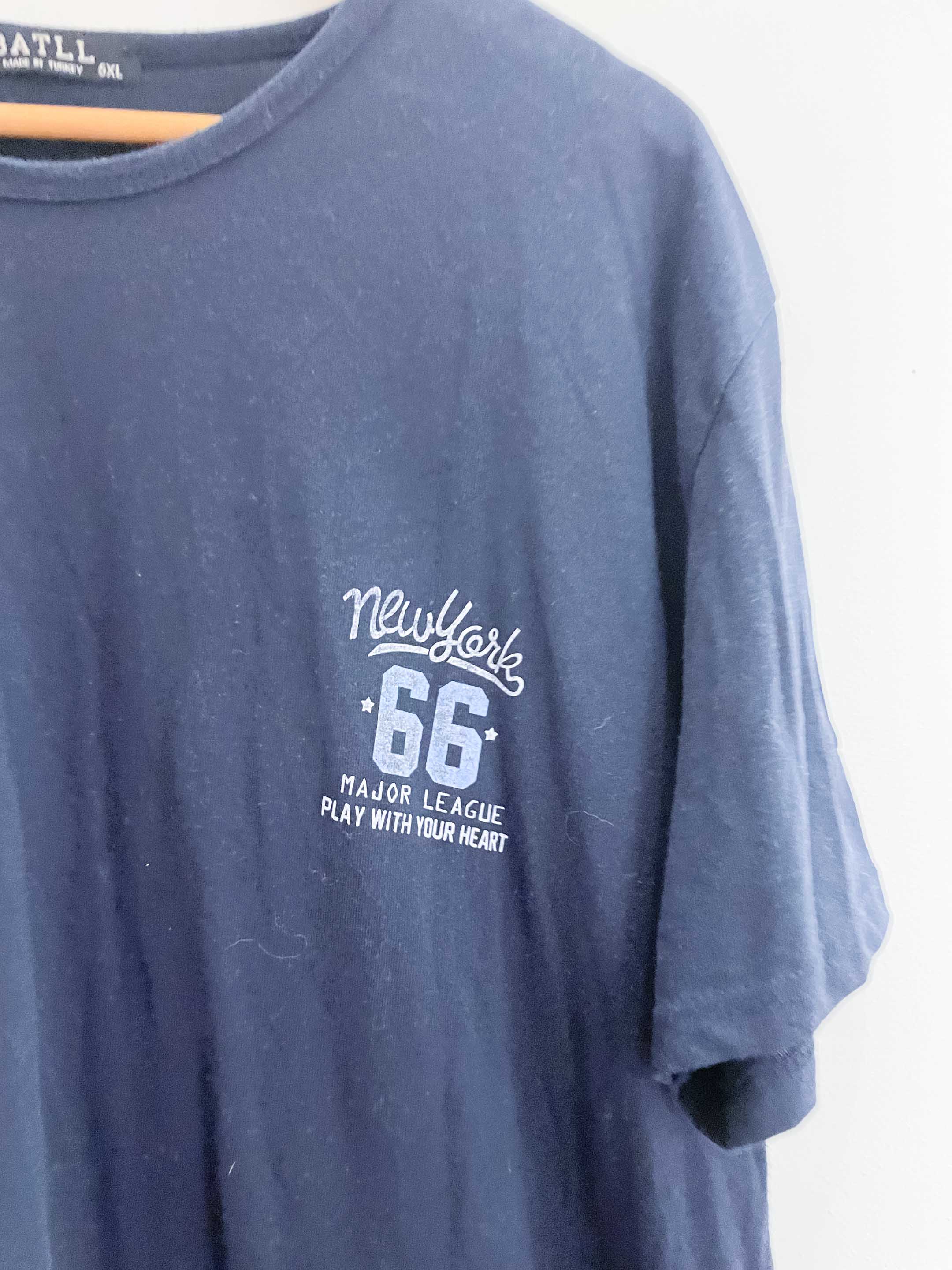 Vintage Battl with new york graphics design blue tshirt size 5XL