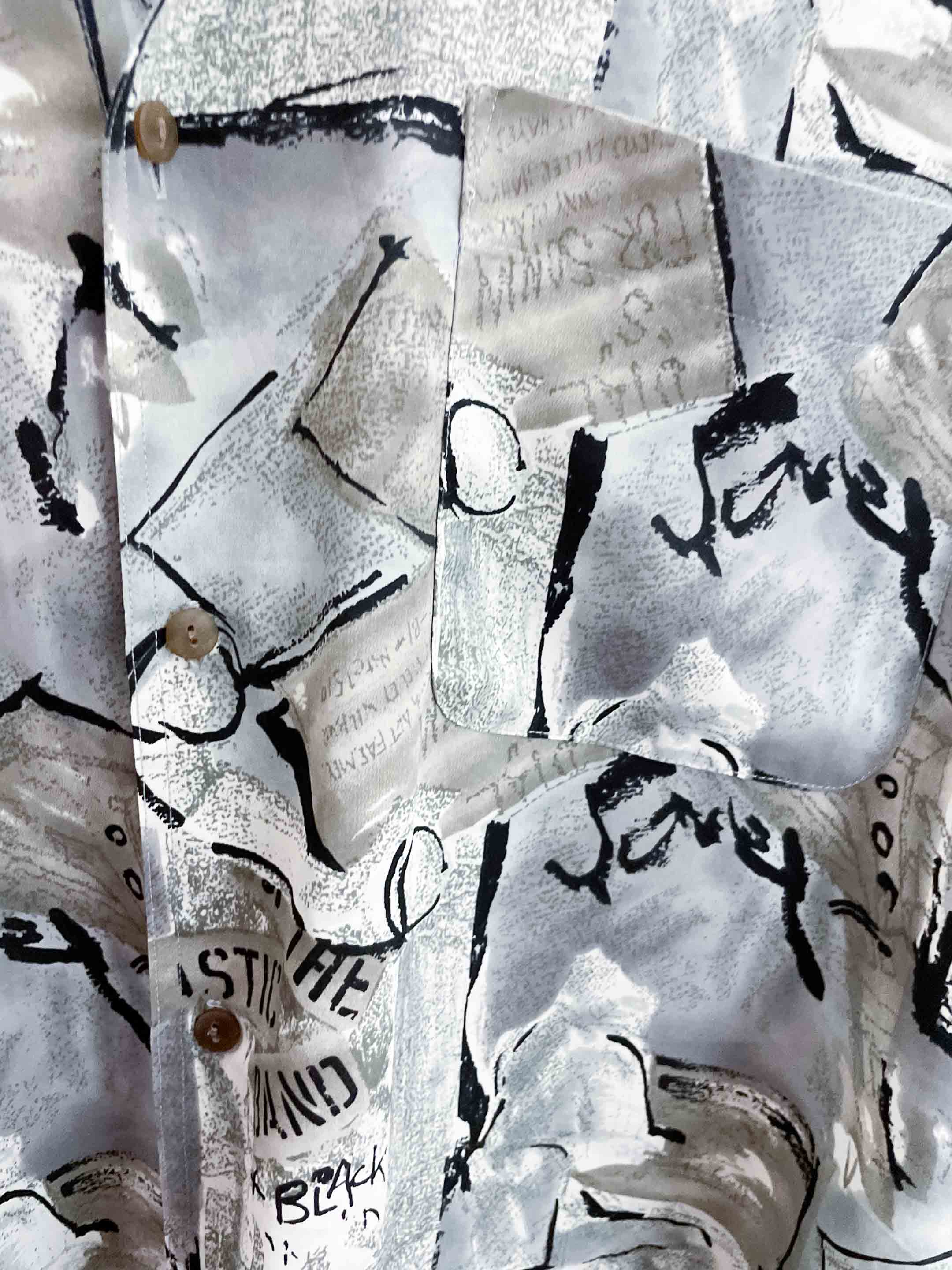 Vintage port bridge large grey abstract pattern mens shirt