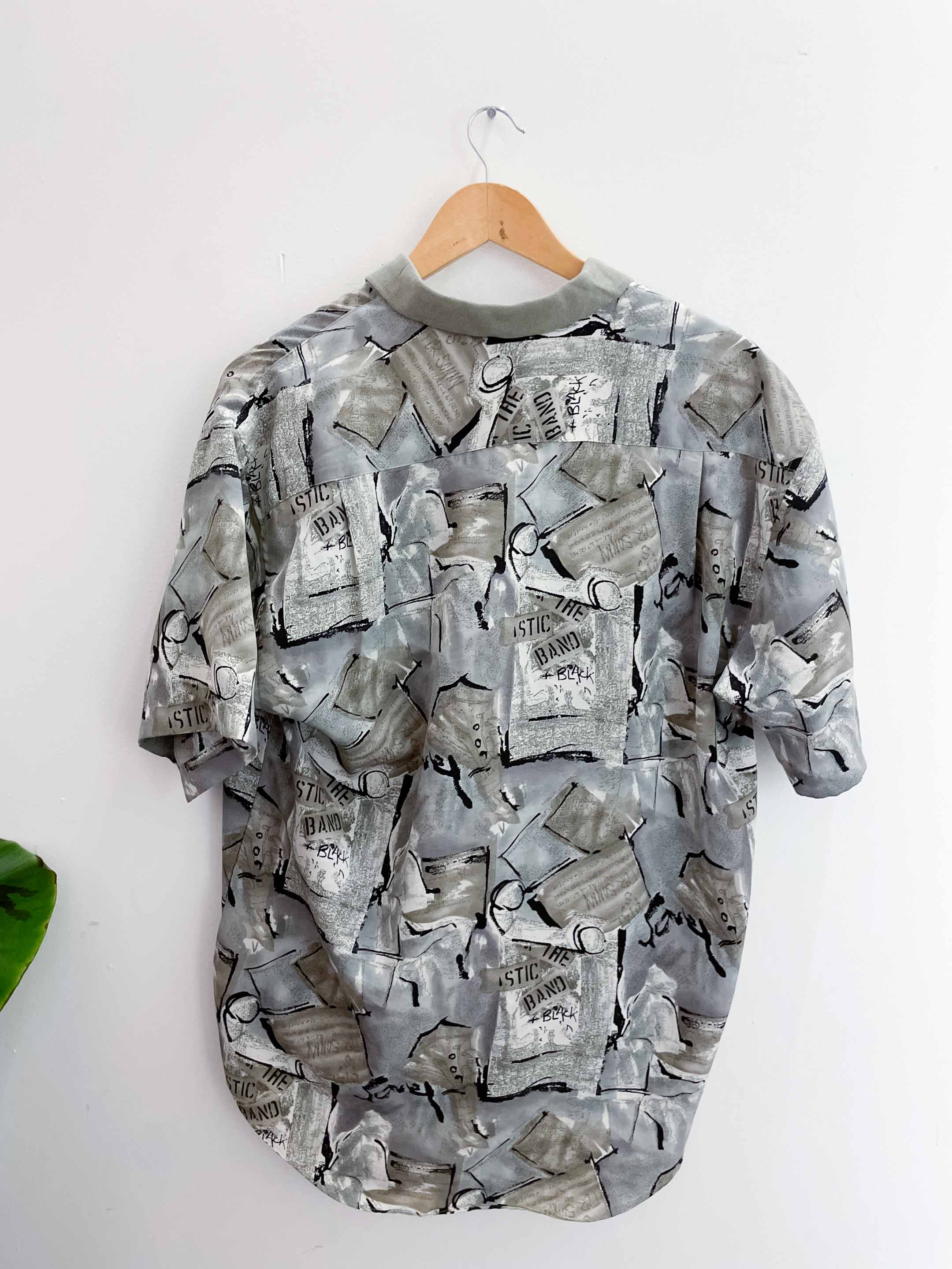 Vintage port bridge large grey abstract pattern mens shirt