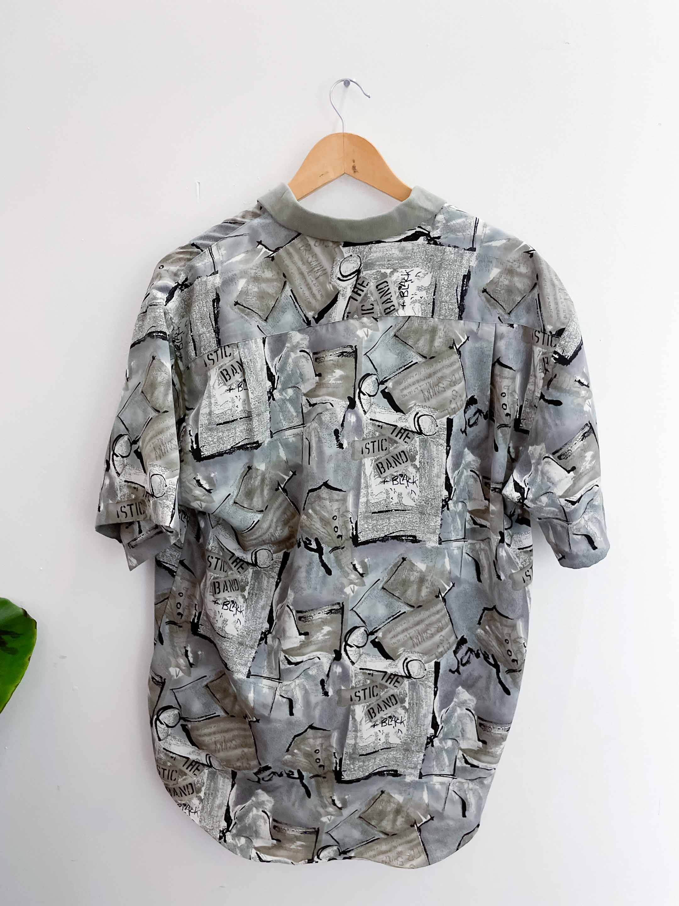 Vintage port bridge large grey abstract pattern mens shirt