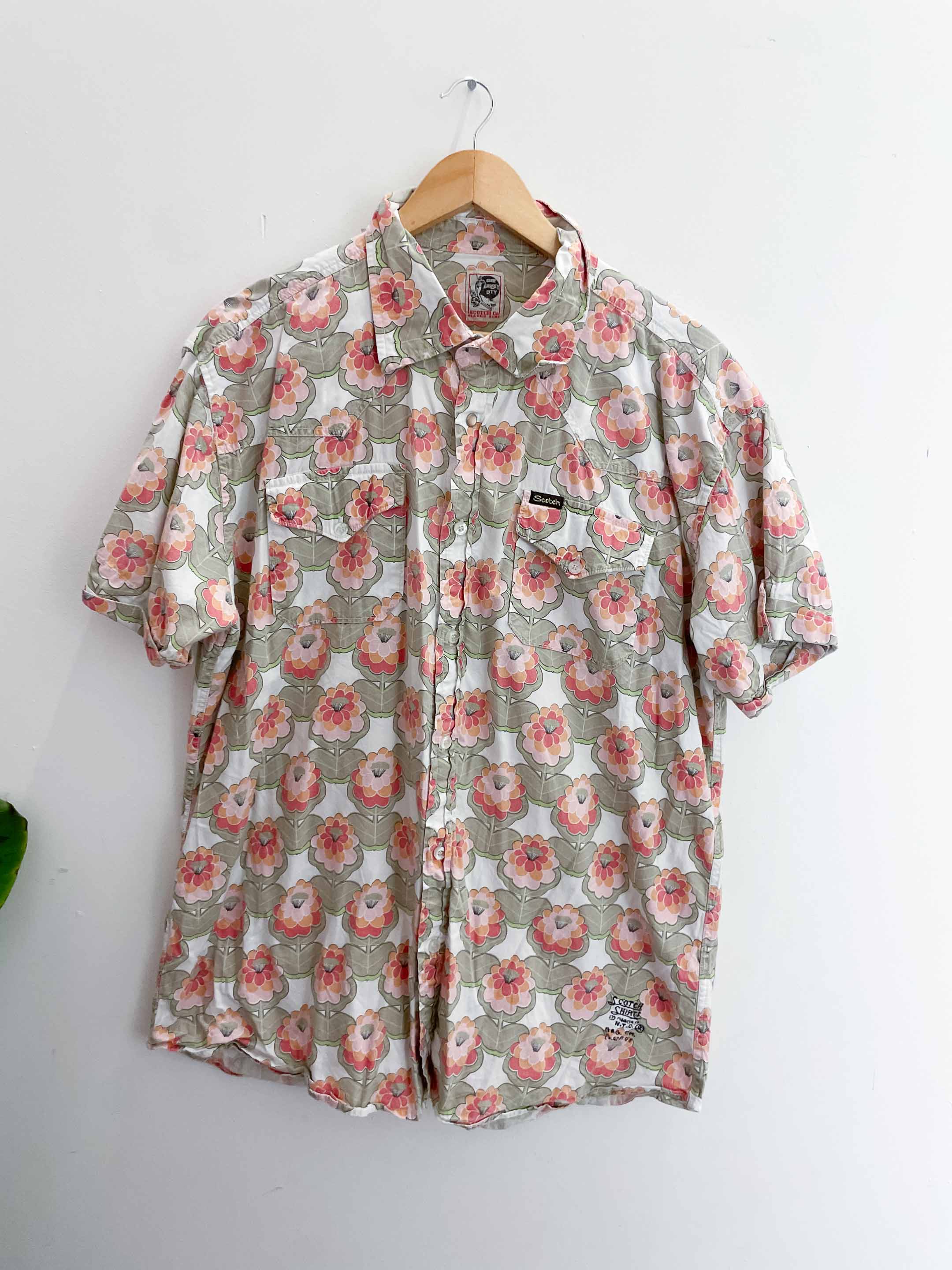 Vintage scotch floral pattern mens multi shirt