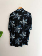 Vintage primark blue floral patterned mens short sleeve medium shirt