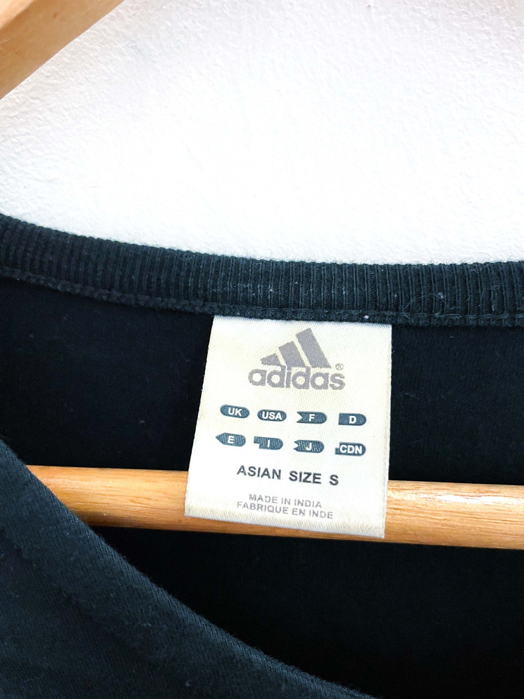 Vintage black long sleeve adidas three stripe shirt size L