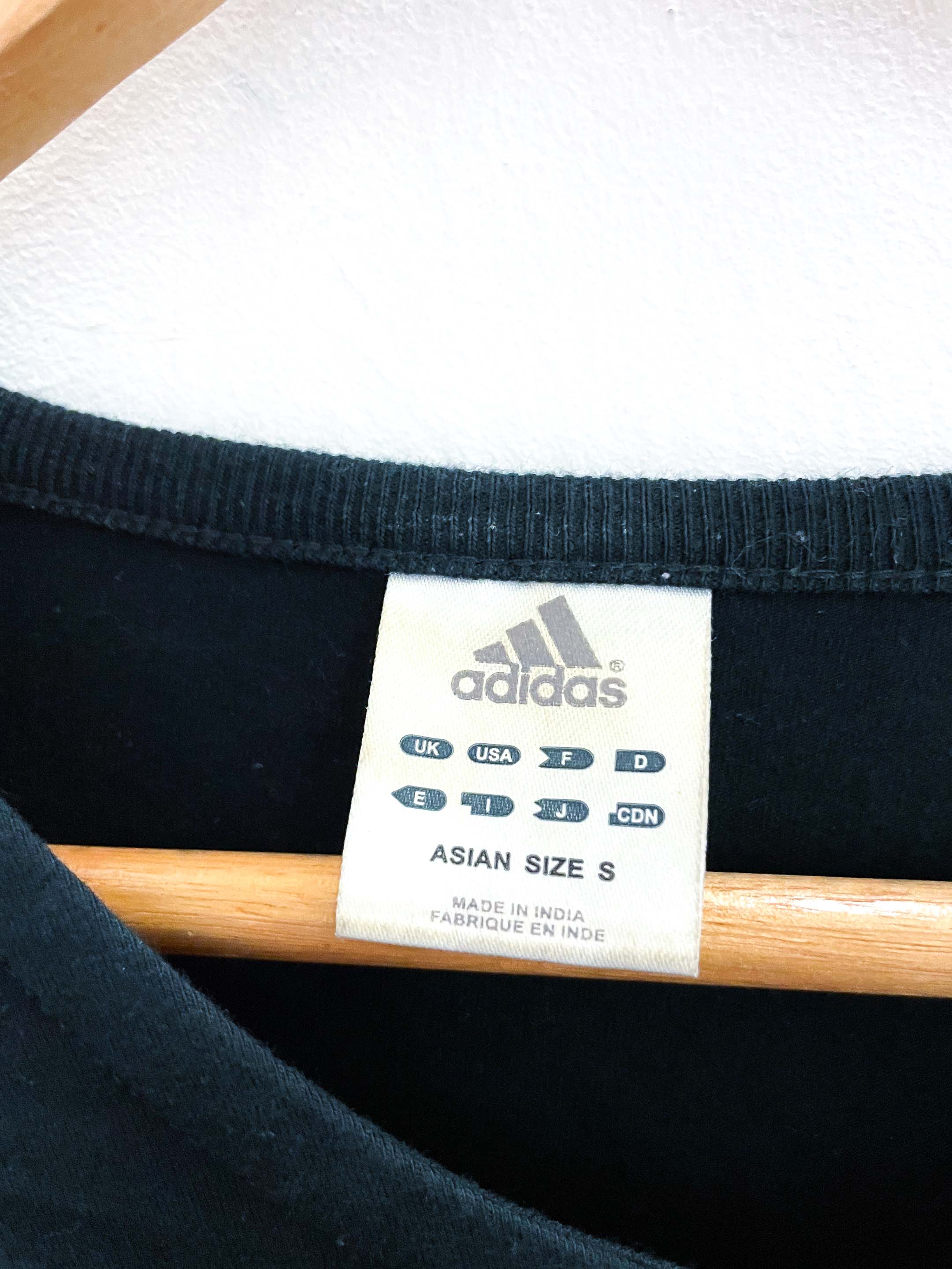 Vintage black long sleeve adidas three stripe shirt size L