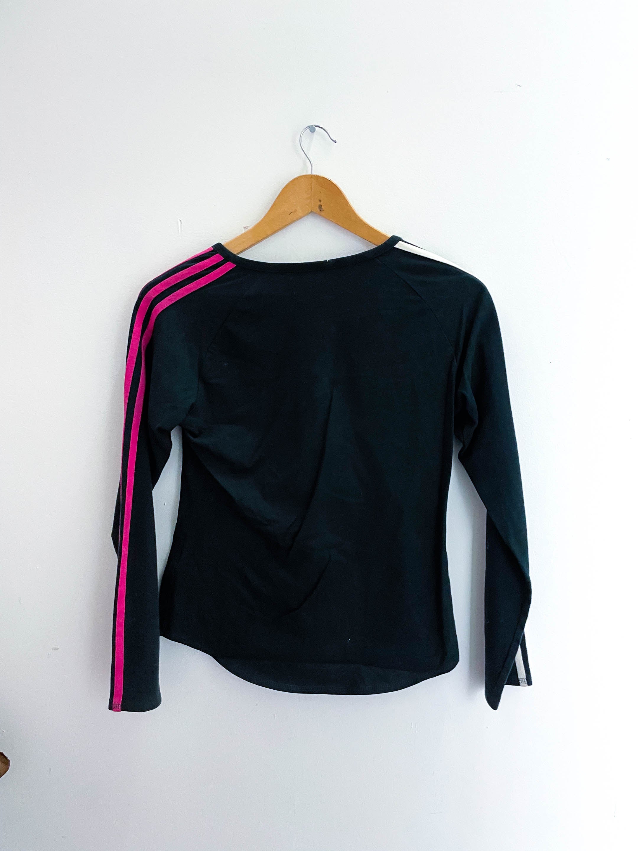 Vintage black long sleeve adidas three stripe shirt size L