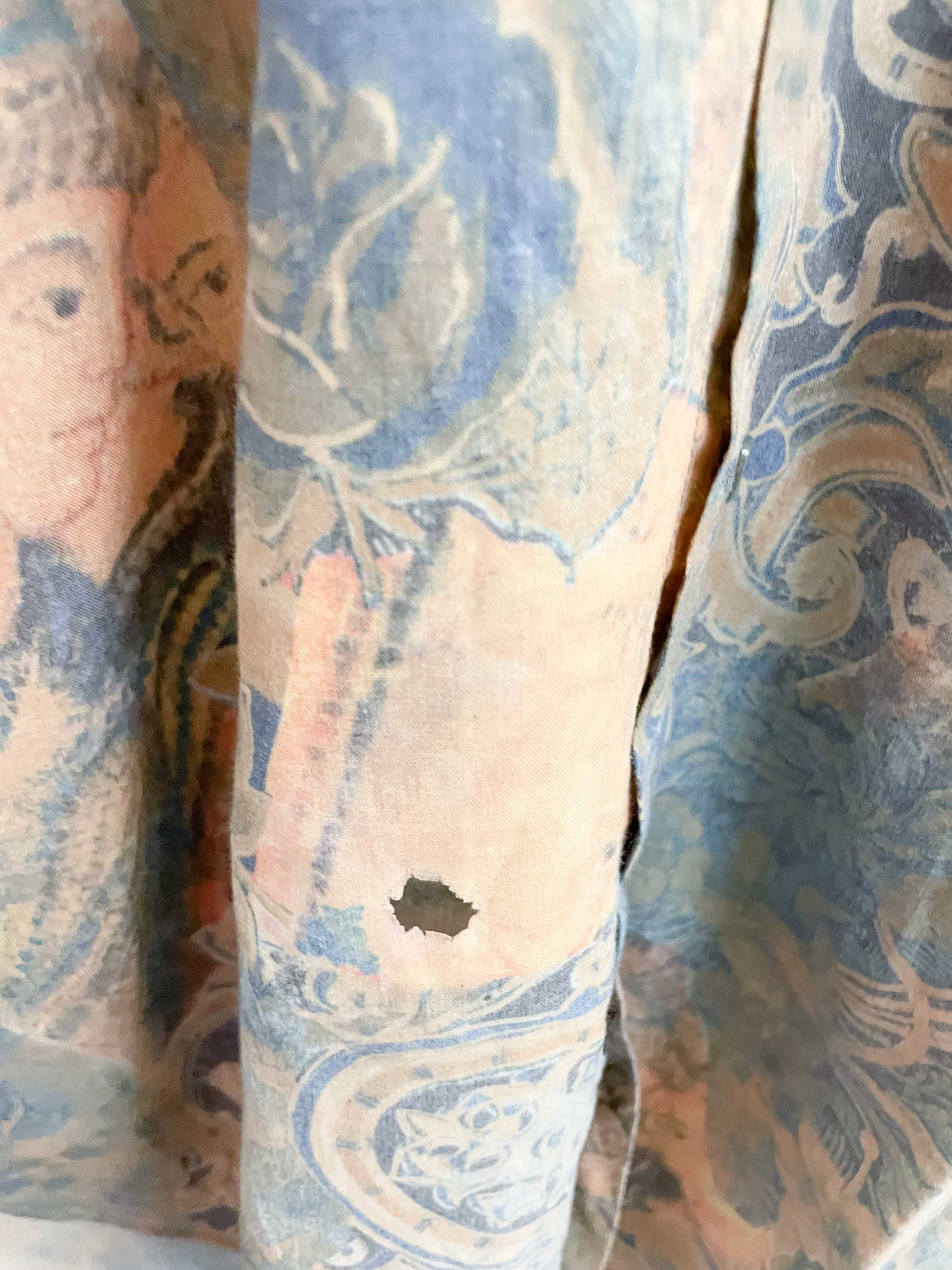 Vintage blue abstract patterned short sleeve shirt size L