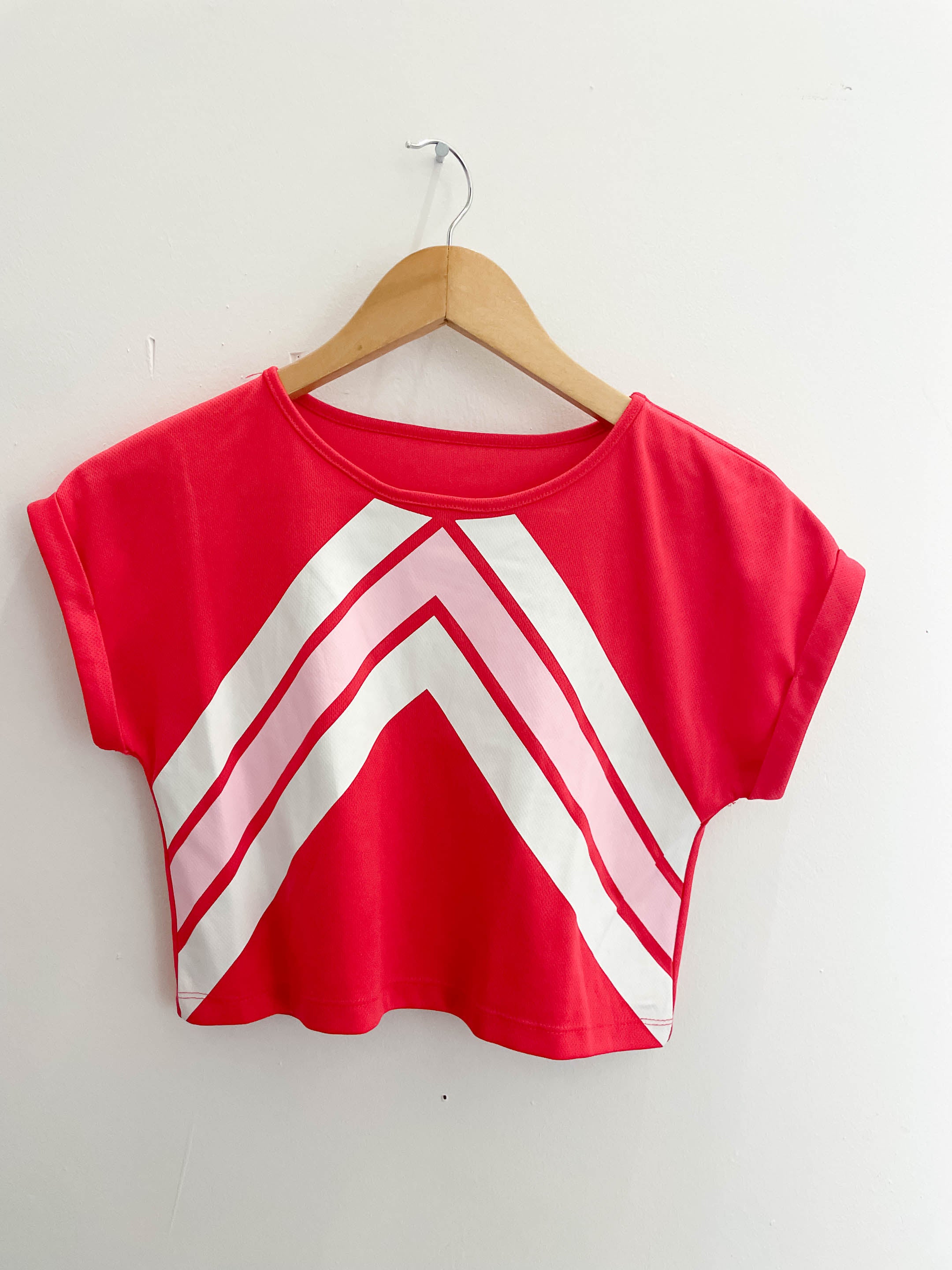 Vintage red printed women crop top size XS