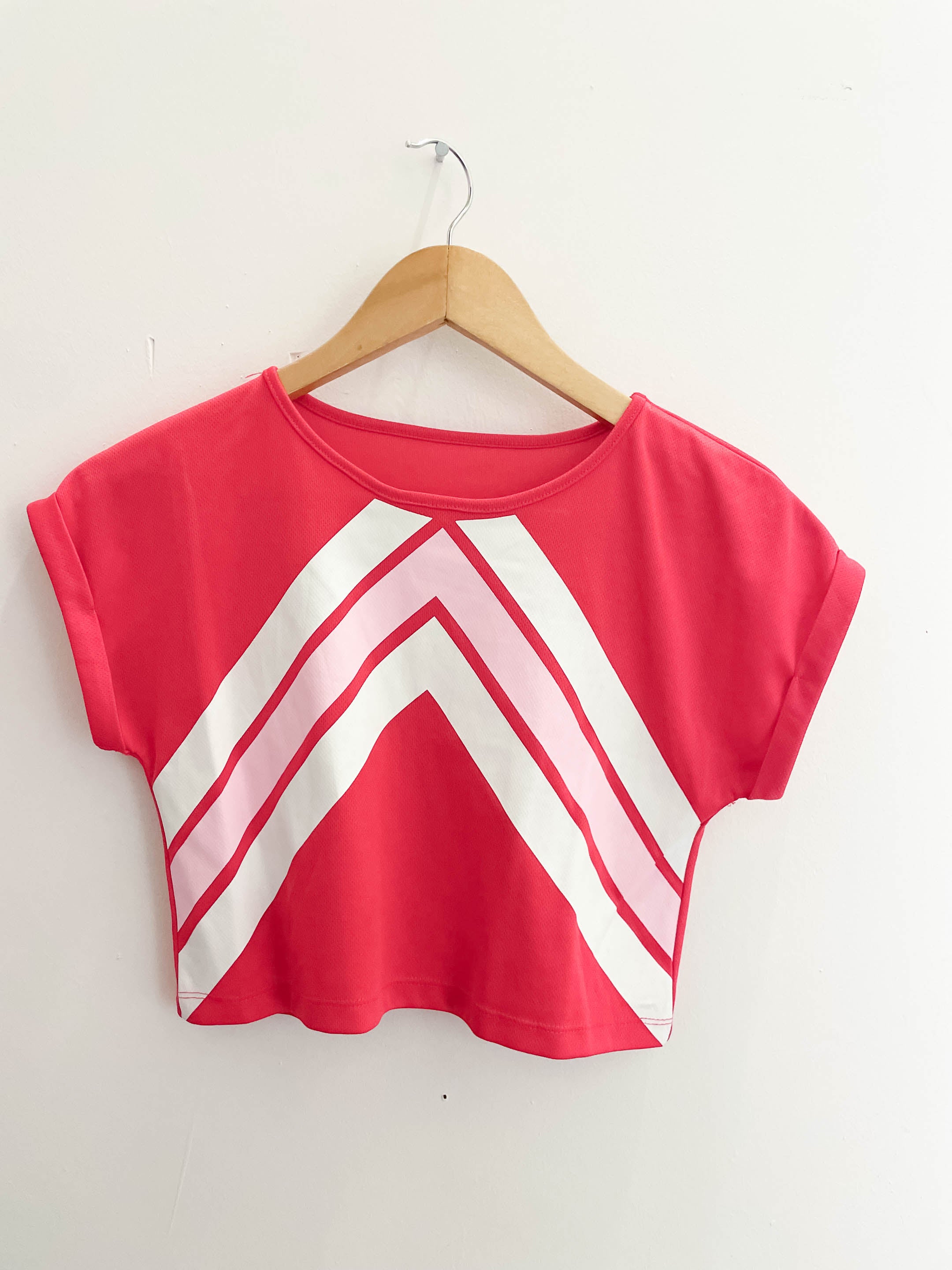 Vintage red printed women crop top size XS