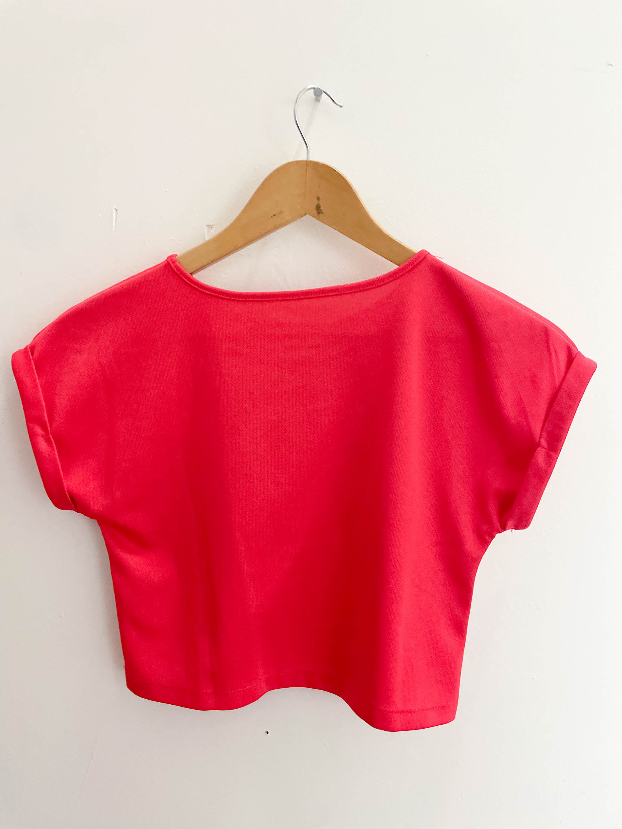 Vintage red printed women crop top size XS