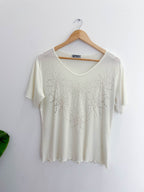 Vintage mega fashion cream women medium blouse