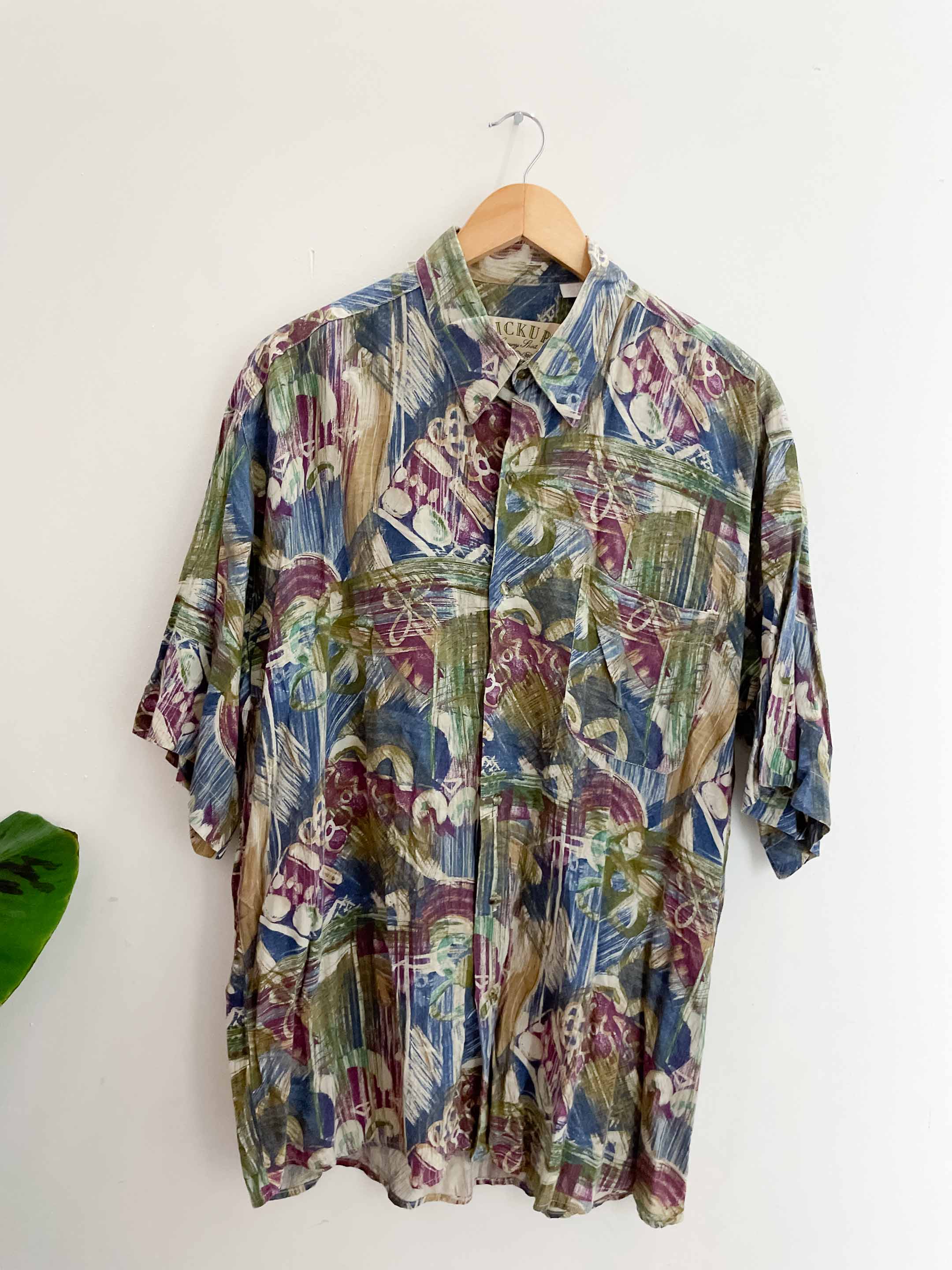 Vintage pick up multi patterned long sleeve shirt size L