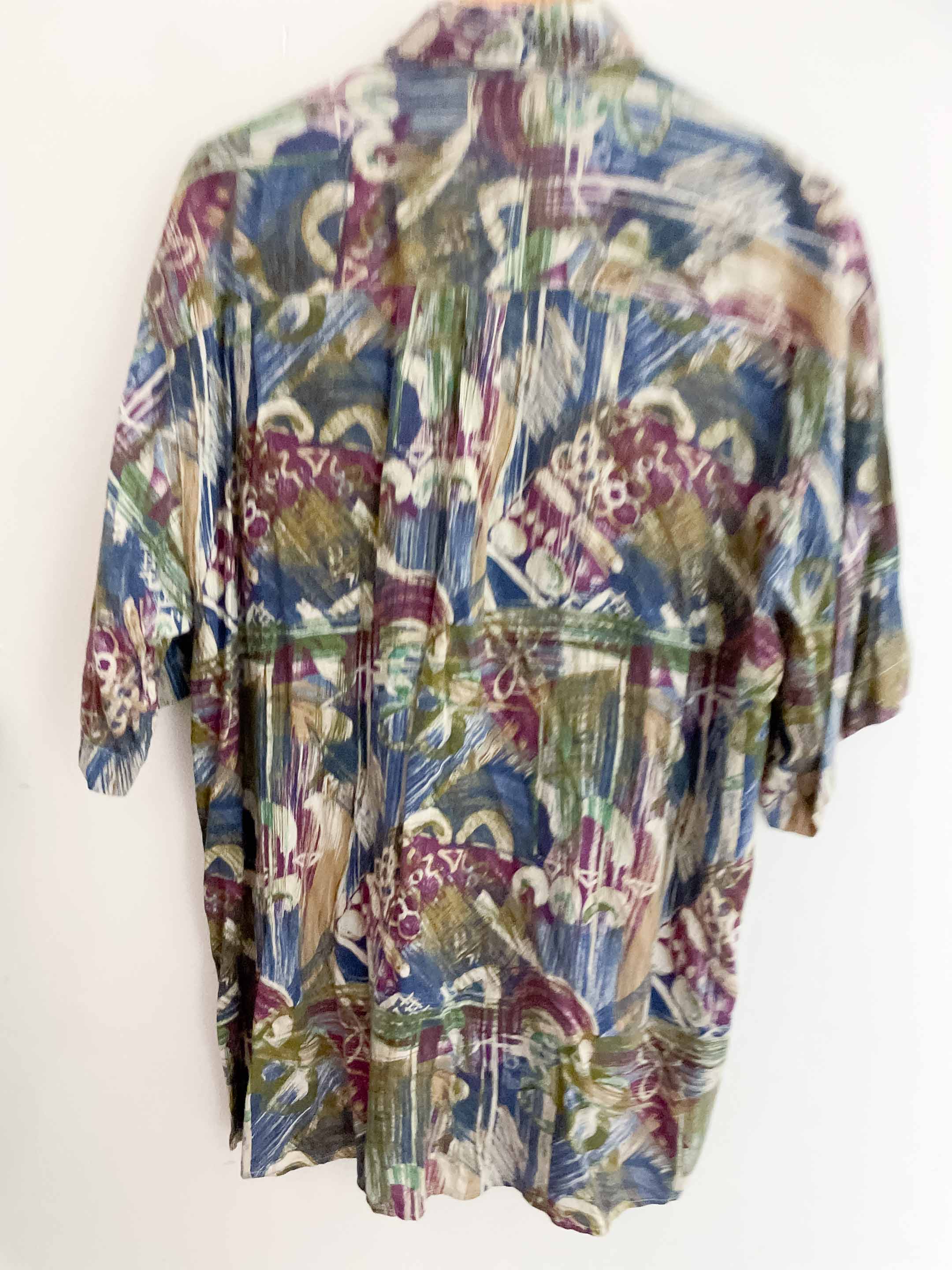 Vintage pick up multi patterned short sleeve shirt size L