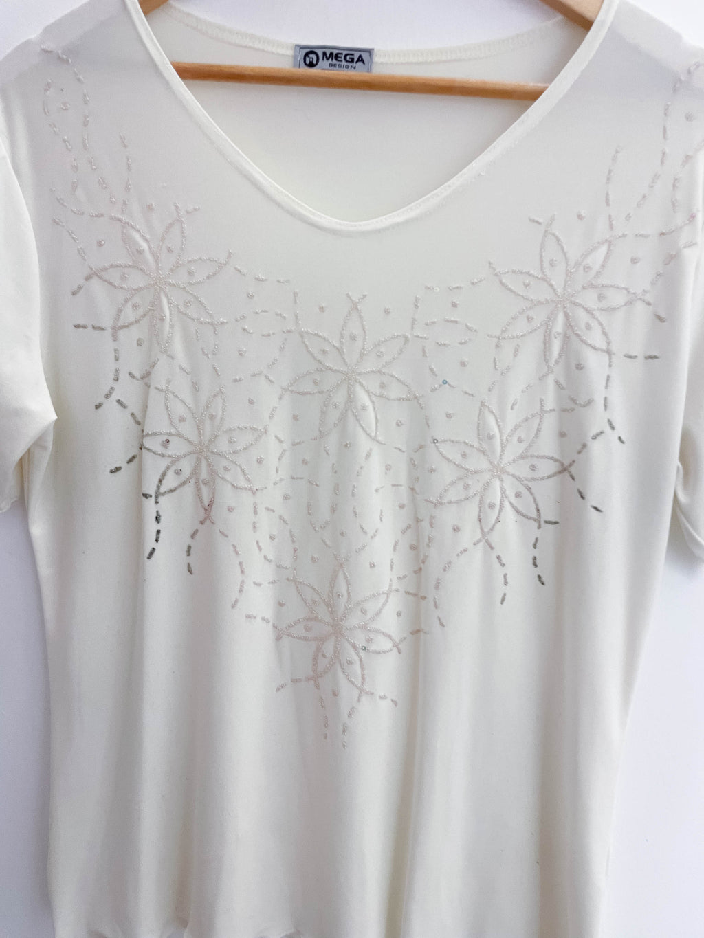 Vintage mega fashion cream women medium blouse