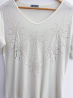 Vintage mega fashion cream women medium blouse