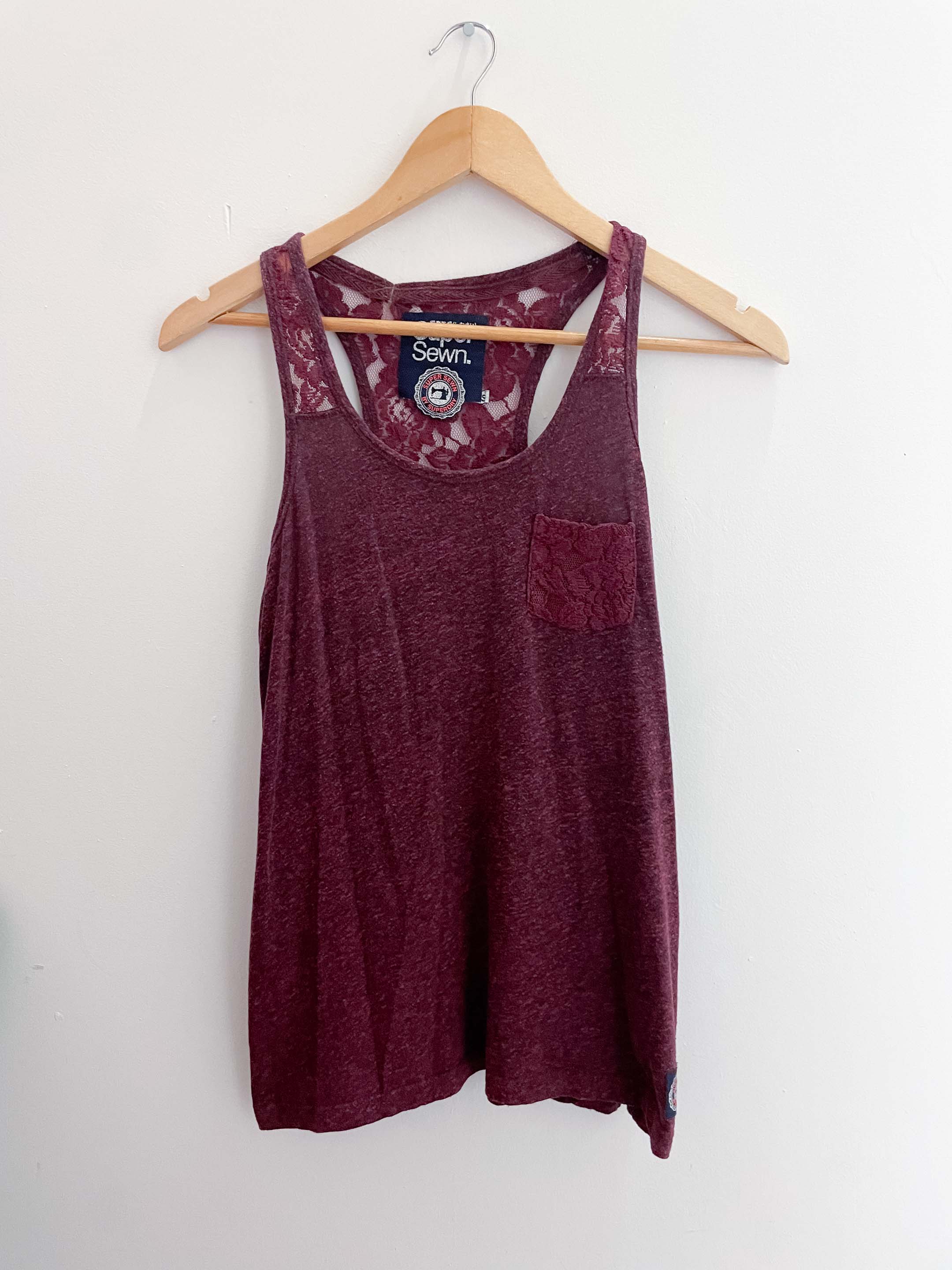 Vintage superdry women sleeveless brown small top