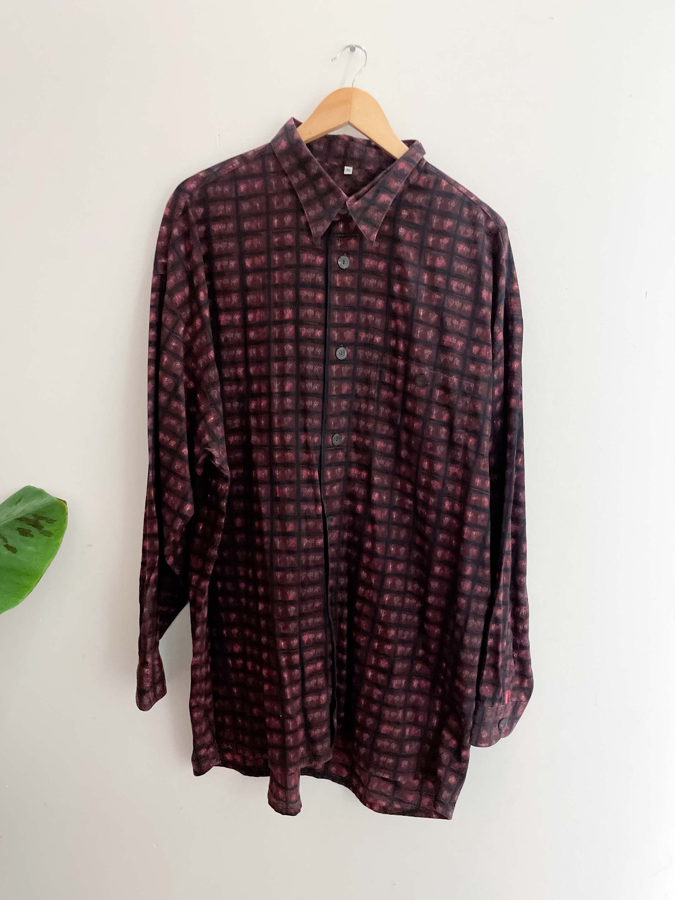 Vintage Signum red priinted pattern mens long sleeve shirt size XXL