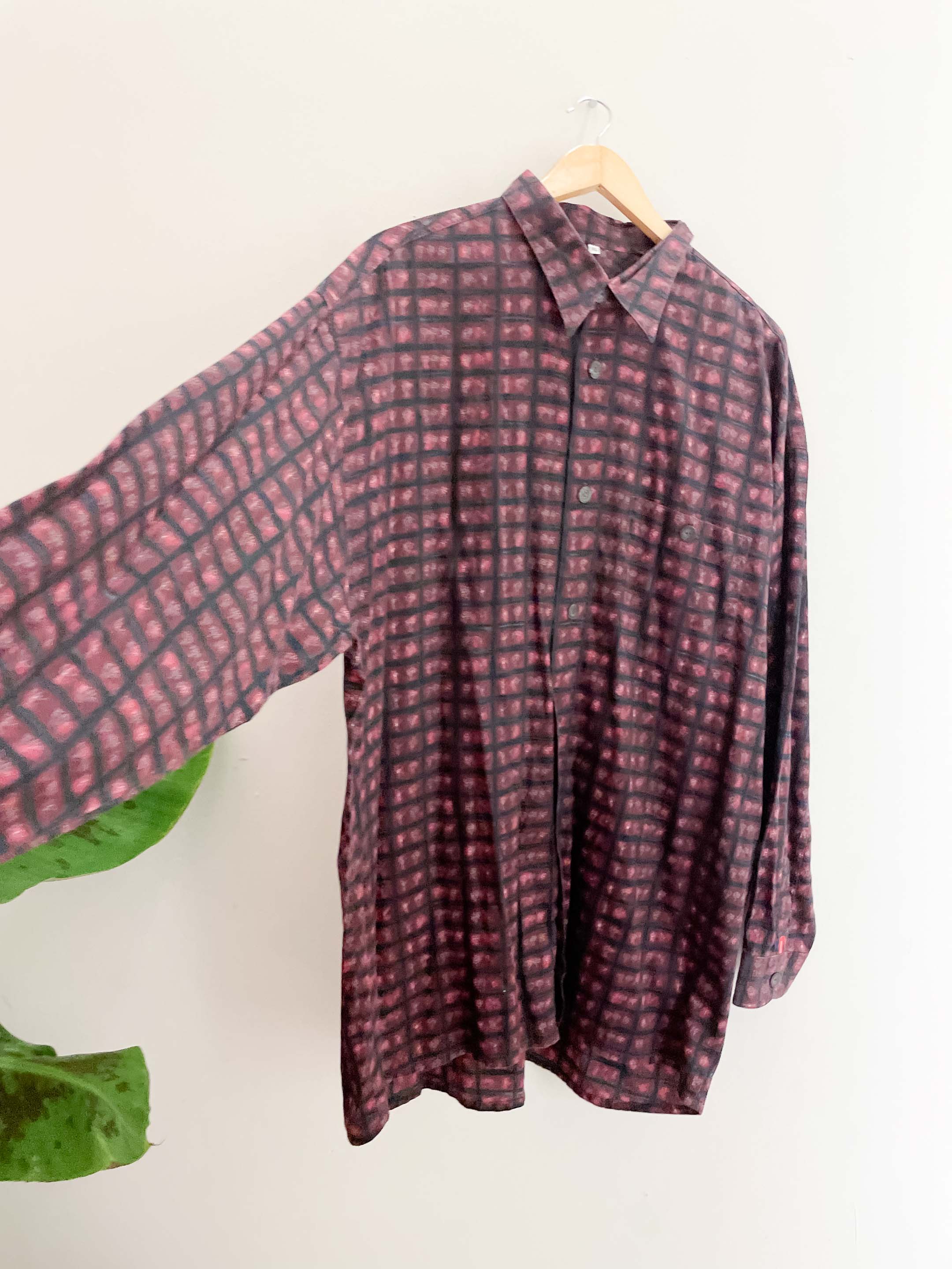 Vintage Signum red priinted pattern mens long sleeve shirt size XXL
