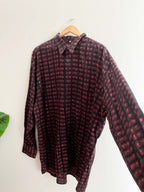 Vintage Signum red priinted pattern mens long sleeve shirt size XXL