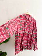 Vintage red abstract printed pattern long sleeve shirt size XL
