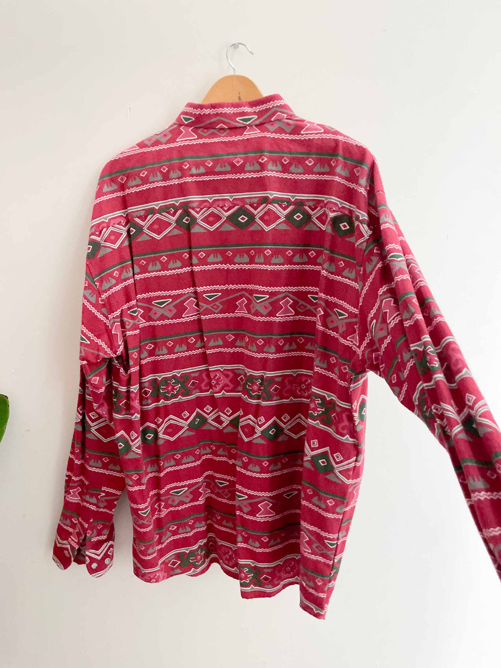 Vintage red abstract printed pattern long sleeve shirt size XL
