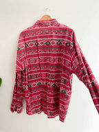 Vintage red abstract printed pattern long sleeve shirt size XL
