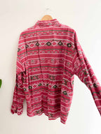 Vintage red abstract printed pattern long sleeve shirt size XL
