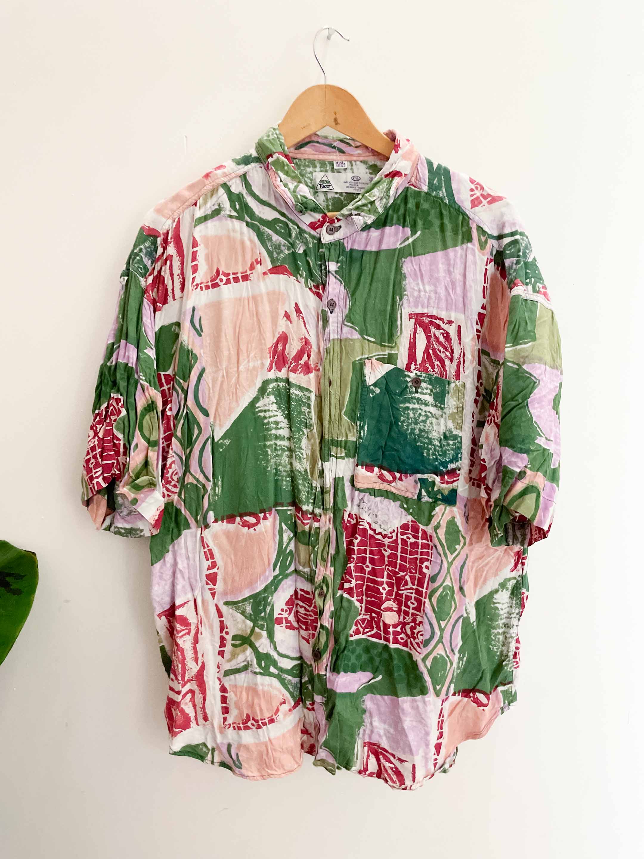 Vintage mens new fast abstract pattern multi shirt size XXL