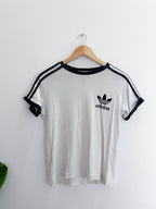 Vintage white adidas black three stripe medium tshirt
