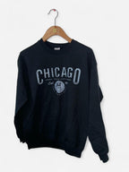 black Chicago Illinois graphic print crew-neck sweatshirt made from a cotton blend. 
