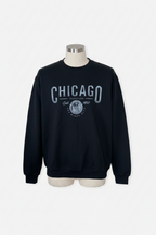 black Chicago Illinois graphic print crew-neck sweatshirt made from a cotton blend.