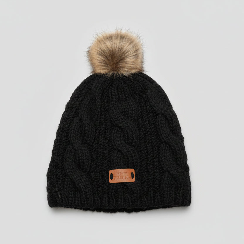 Black Abey tradition Chunky Knit Beanie SKU 7290