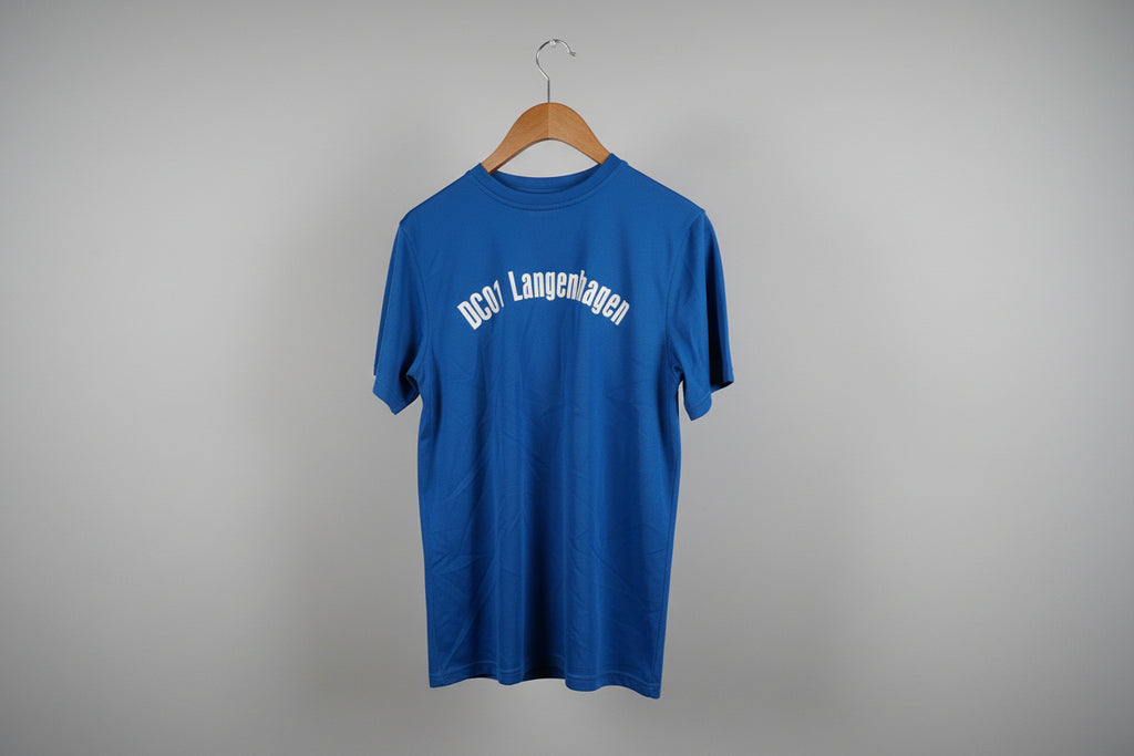 blue short-sleeve Puma t-shirt with a white "WABCO" logo on the front


