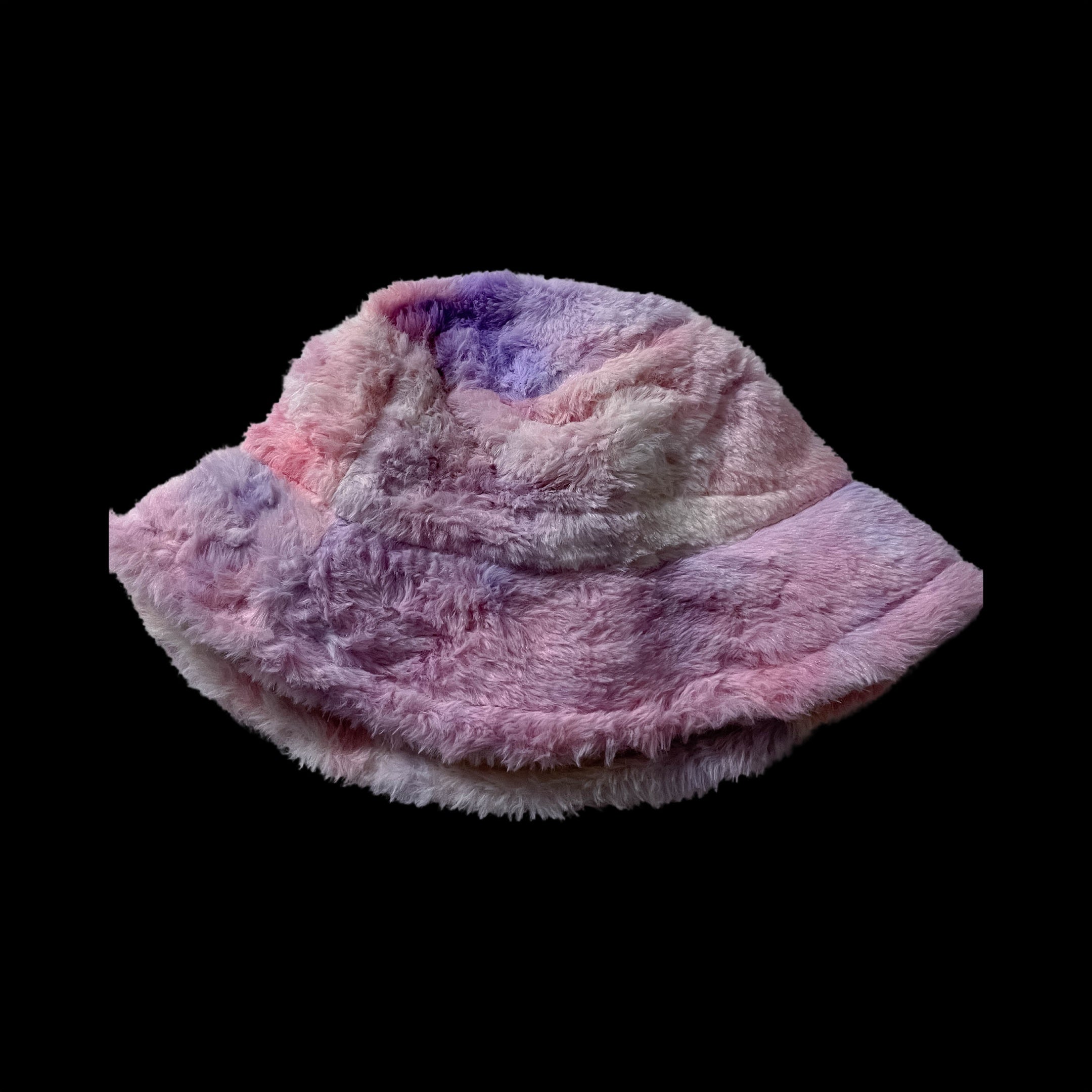 Vintage womens winter faux fur rainbow bucket hat