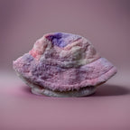 Vintage womens winter faux fur rainbow bucket hat