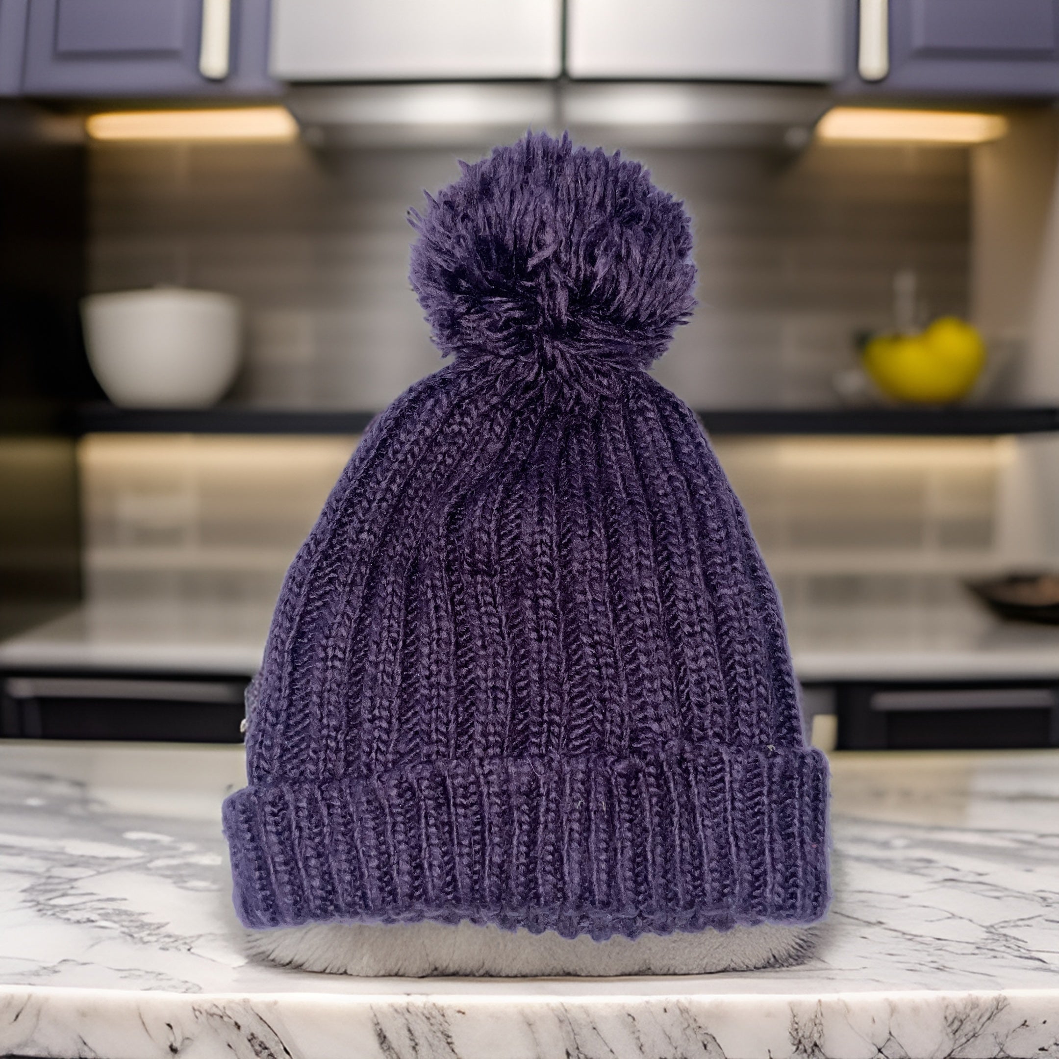 Vintage purple arcylic wool beanie hat