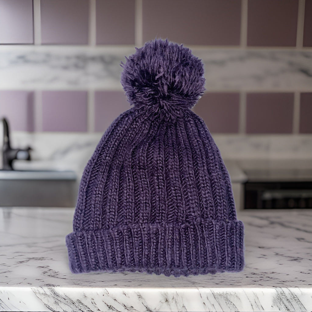 Vintage purple arcylic wool beanie hat