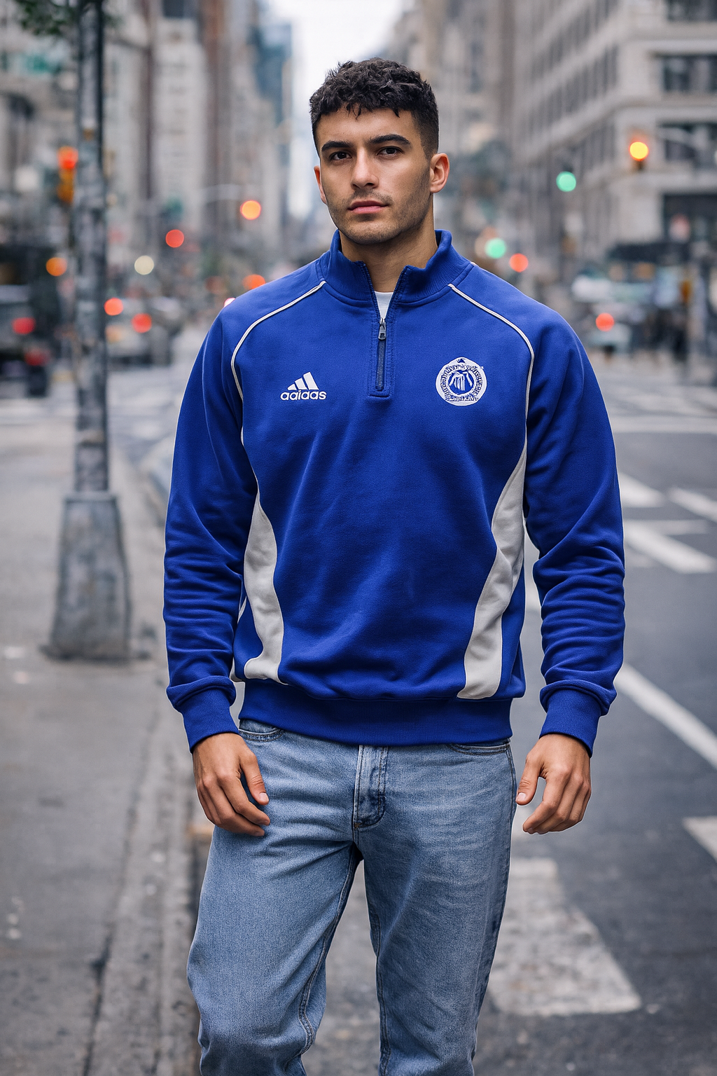 Vintage Adidas women's blue medium full zip track jacket|L26W21| SKU 3819