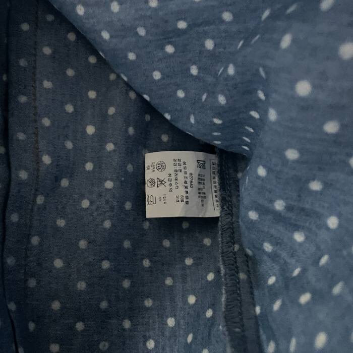 Vintage Valleygirl blue Polka Dot Denim Button Up Shirt in S/M|L27 W17| SKU 5421