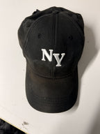 Vintage NY Strapback Hat - Black Embroidered 6 Panel Trucker Hat