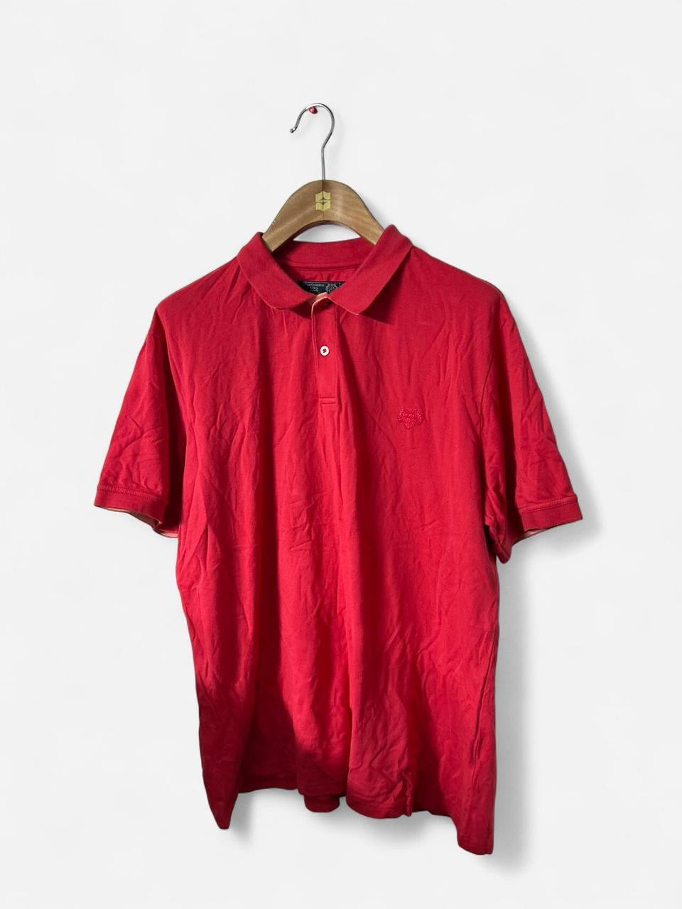 red Paul Costelloe regular fit polo shirt. 
Size medium large 
SKU 7173
L 30 W 24