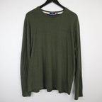 Superdry Vintage Embroidered Long Sleeve Knit T-Shirt Green Grit Men's Size L|SKU 4171