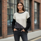 River island womens color block cream crew neck knited sweater size 14