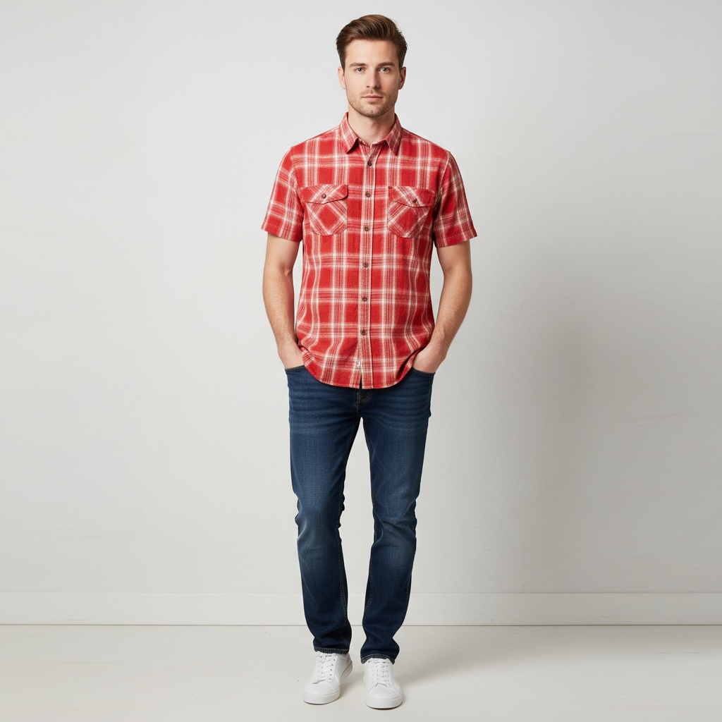 Vintage mens wrangler red checkered short sleeve shirt XXL