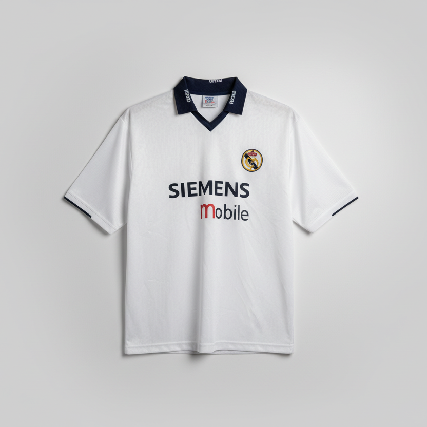 vintage Real Madrid home jersey featuring Luis Figo with the number 10, likely from the 2000-01 or 2001-02 centenary season. SZ L SKU      7443



