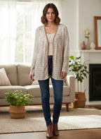 Rubynee Vintage y2k Vneck Patterned cream Sweatshirt