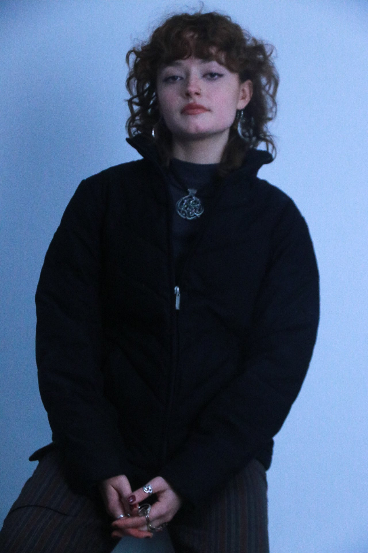 Rubynee vintage black puffed zip up jacket