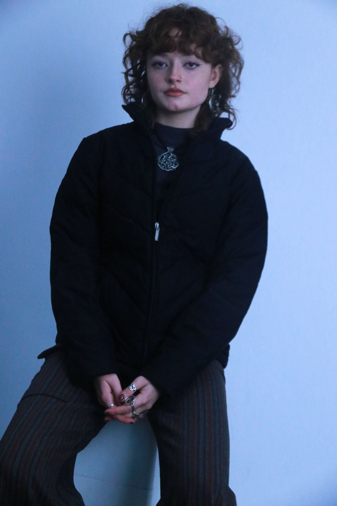 Rubynee vintage black puffed zip up jacket