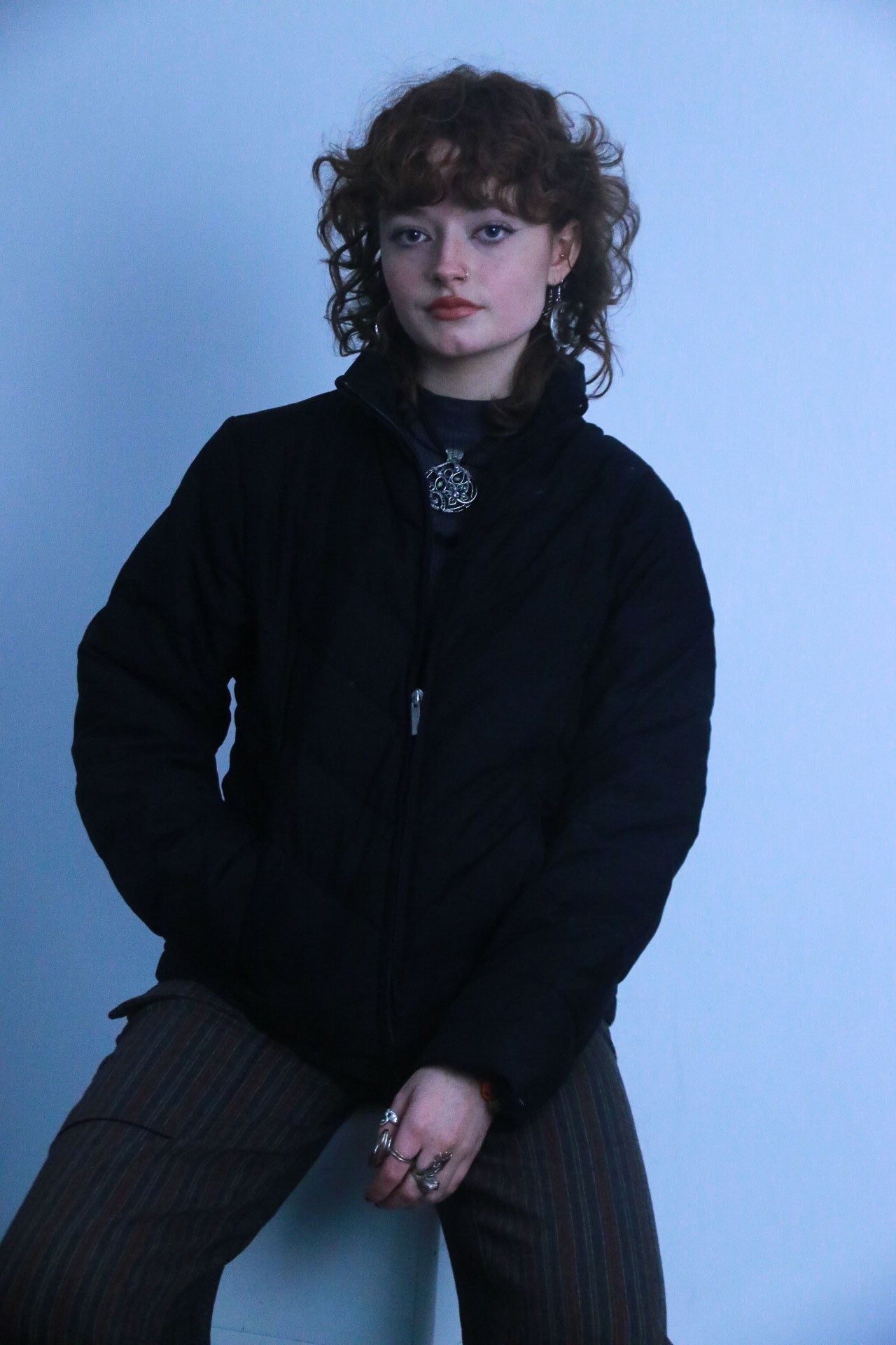Rubynee vintage black puffed zip up jacket