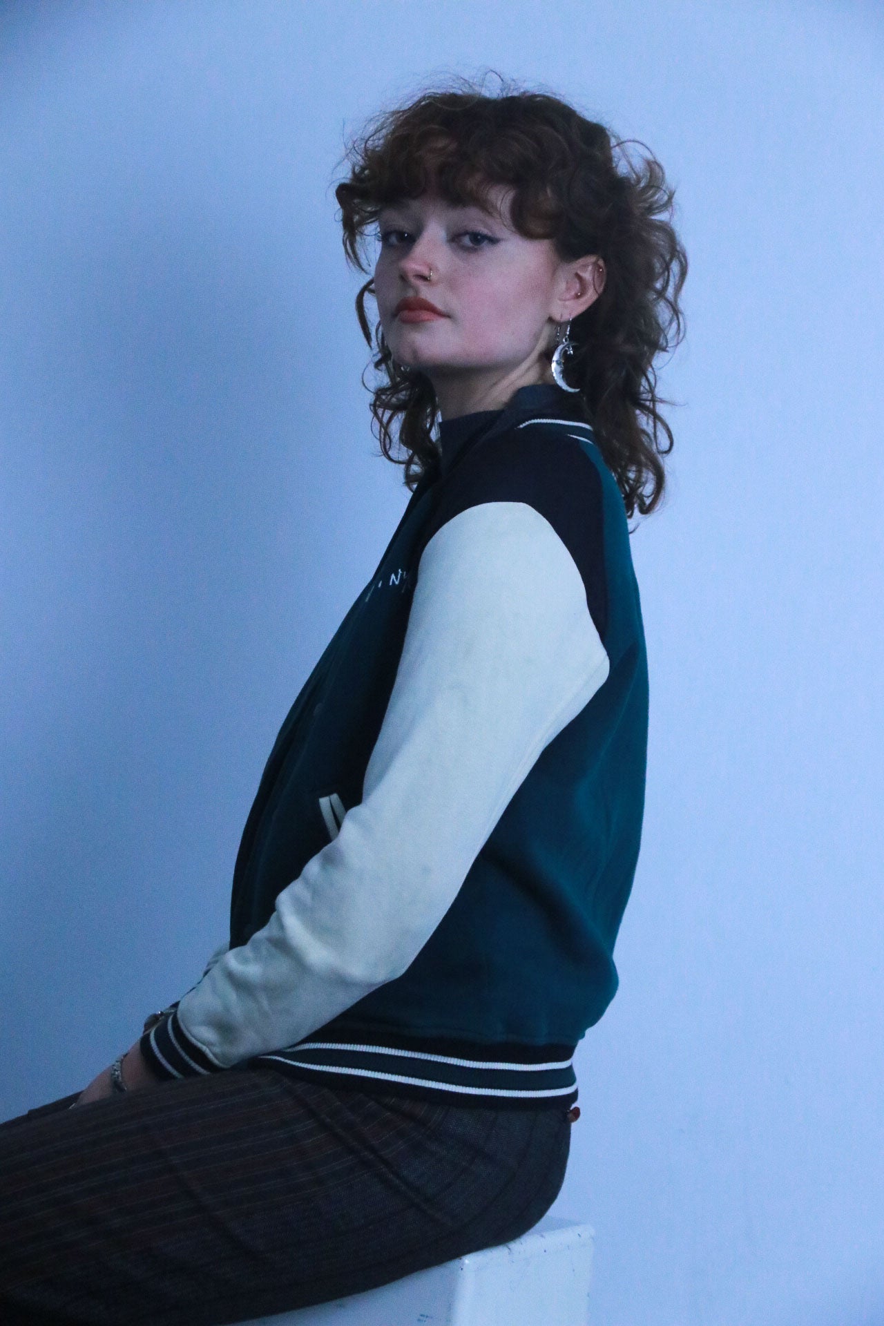 Rubynee Vintage new york white and green bomber jacket